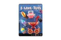 Teddies Mini voziček z dodatki iz plastike 9x13cm 4 barve na kartici