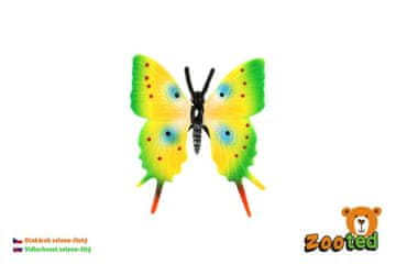 Tropski metulj Papilio/otakarek zeleno-rumena zooted plastika 5,5cm