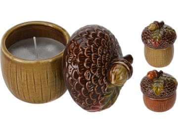 Sveča porcelan 84x110 mm želod s pokrovom mešanica, obarvana