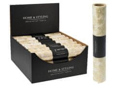 Koopman Dekorativna tkanina poliester 2500x280mm roll tiskanje snežinke, zlato, belo, šampanjec