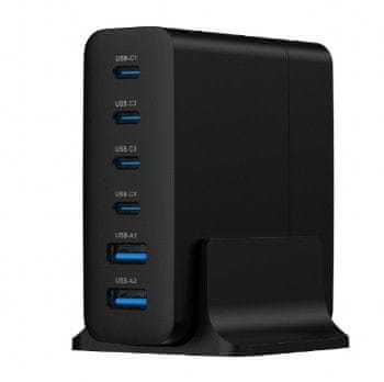 Gembird Univerzalni polnilec 75W 2x USB-A, 4x USB-C