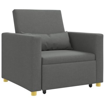 Vidaxl Raztegljiva Kavčna Postelja Enosobna s kolesom Temno siva blago