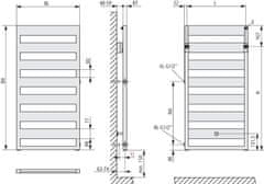 Kermi Kopalniški element, cevast, Casteo-D 986X500MM SREBRNA DESNA CTN1D100050WRXK