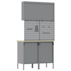 Vidaxl Delovna omara s predalom 5 pcs Rdeča Inženirski les in jeklo