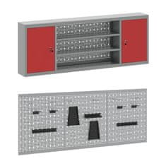 Vidaxl Delovna omara s predalom 7 pcs Rdeča Inženirski les in jeklo