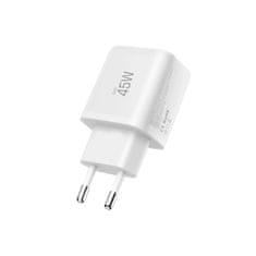 Tech-protect NCA45W GaN polnilnik USB / USB-C 45W PD QC + kabel Lightning, bela
