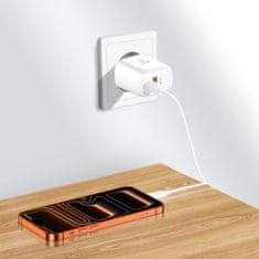 Tech-protect NCA45W GaN polnilnik USB / USB-C 45W PD QC + kabel Lightning, bela