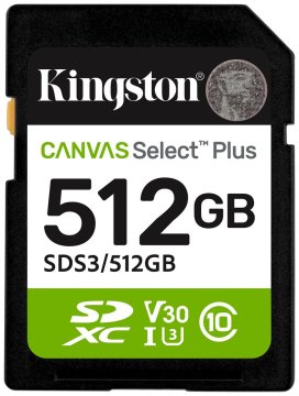 KINGSTON Canvas Select Plus Gen3 512GB SDXC / C10 / UHS-I U3 V30 / do 150 MB/s
