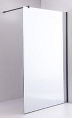 Armal Tuš fiksna stena EFEKT OGLEDALO, 120X200 črni mat profil, prozorno steklo 8mm, prečni nosilec