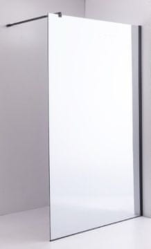 Armal Tuš fiksna stena EFEKT OGLEDALO, 120X200 črni mat profil, prozorno steklo 8mm, prečni nosilec