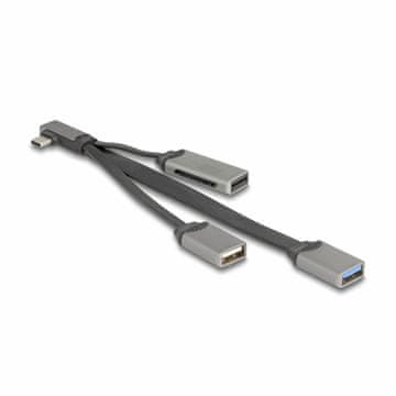 Delock hub USB TipC 2x TipA + čitalec kartic 64303