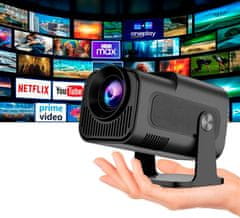 Pametni prenosni projektor HELMER SP 600/ Full HD/ 1080p/ 400 ANSI lm/ HDMI/ USB/ BT/ Wi-Fi/ Repro/ Android 13/ črn