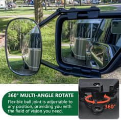 Nikcorp Dodatna ogledala za počitniško prikolico, komplet 2 kosov, univerzalna, nastavljiva 360°, za vleko prikolice in avtodom