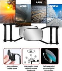 Nikcorp Dodatna ogledala za počitniško prikolico, komplet 2 kosov, univerzalna, nastavljiva 360°, za vleko prikolice in avtodom