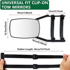 Nikcorp Dodatna ogledala za počitniško prikolico, komplet 2 kosov, univerzalna, nastavljiva 360°, za vleko prikolice in avtodom