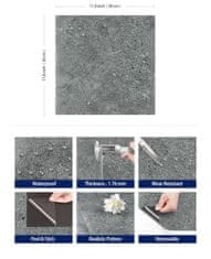 Nikcorp Samolepilne vinilne talne plošče PVC, imitacija granita, siva barva, vodoodporne, 30x30 cm, komplet 15 kosov (1,35 m2)