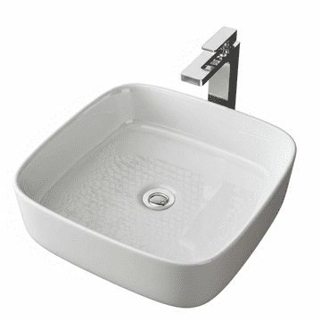 Nikcorp Kvadratni keramični umivalnik 39x39 cm, nadpultni, bel, visok sijaj, nano premaz