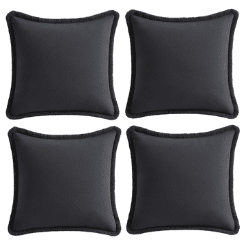 Nikcorp Prevleke za vzglavnike z resicami, bombažne, boho stil, črne, 55 x 55 cm, komplet 4 kosi, dekorativne prevleke za blazine