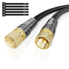 Nikcorp Koaksialni antenski kabel 50m, 4K UHD, 2x F-konektor, baker, 75 ohm, za DVB-T2/S/C in HDTV, večplastno oklopljen, črn budget: 115 chars.