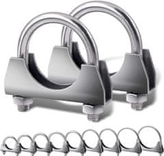 Nikcorp Izpušne objemke U-objemka set 2 kosa, 54 mm, nerjaveče jeklo, 360-stopinjsko tesnjenje, odporne na korozijo in vročino