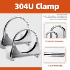 Nikcorp Izpušne objemke U-objemka set 2 kosa, 54 mm, nerjaveče jeklo, 360-stopinjsko tesnjenje, odporne na korozijo in vročino