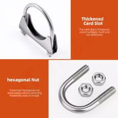 Nikcorp Izpušne objemke U-objemka set 2 kosa, 54 mm, nerjaveče jeklo, 360-stopinjsko tesnjenje, odporne na korozijo in vročino