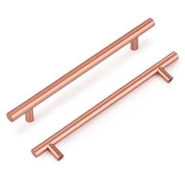 Nikcorp Pohištveni ročaji za omare in predale, rožnato zlato, 224 mm, komplet 6 kosov, moderni minimalistični stil za kuhinjo