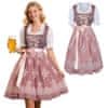 Ženska Dirndl obleka za Oktoberfest, tradicionalna midi obleka s cvetlično vezenino, velikost M, bordo rdeča in rožnata