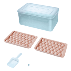 Nikcorp Modelčki za ledene krogle, silikonska posoda s pokrovom, komplet 2 kosa za shranjevanje ledu, rožnata barva, brez BPA