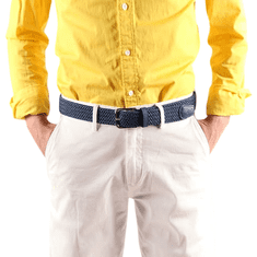 Nikcorp Pleten elastičen pas unisex, raztegljiv brez lukenj, temno moder, dolžina 105 cm, širina 3,5 cm, za jeans in chino hlače