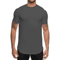 Nikcorp Moška športna majica za trening, kompresijski oprijet kroj, bombaž z elastanom, za fitnes in tek, siva, velikost L