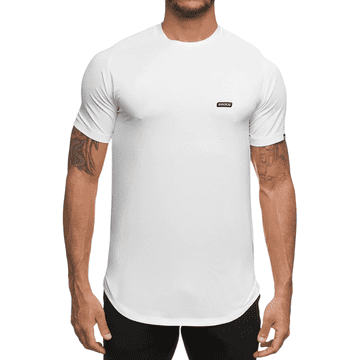 Nikcorp Moška športna majica s kompresijo, bombažna majica za fitnes in trening, oprijet Muscle Fit kroj, bela, velikost L