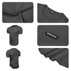 Nikcorp Moška športna majica za trening, kompresijska, bombažna, muscle fit, za fitnes in tek, siva, velikost M