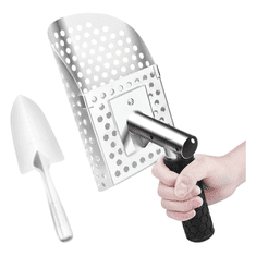 Nikcorp Set sit za sejanje peska in zemlje, 2 kosa, nerjaveče jeklo, profesionalna lopatka za iskanje kovin in zakladov