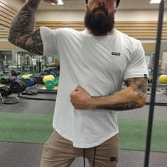 Nikcorp Moška športna majica s kompresijo, bombažna majica za fitnes in trening, oprijet Muscle Fit kroj, bela, velikost L