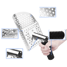 Nikcorp Set sit za sejanje peska in zemlje, 2 kosa, nerjaveče jeklo, profesionalna lopatka za iskanje kovin in zakladov