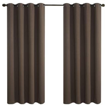 Nikcorp Zatemnitvena zavesa velur, rjava, 225 x 140 cm, 2 kosa, žametna blackout tkanina na obročkih, termoizolacijska in zvočna izolacija