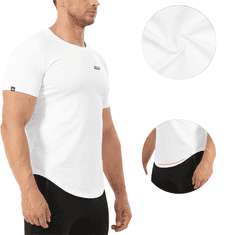 Nikcorp Moška športna majica s kompresijo, bombažna majica za fitnes in trening, oprijet Muscle Fit kroj, bela, velikost L