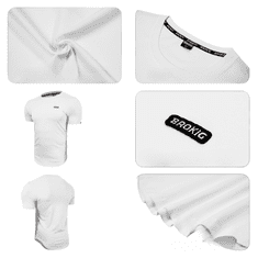 Nikcorp Moška športna majica s kompresijo, bombažna majica za fitnes in trening, oprijet Muscle Fit kroj, bela, velikost L