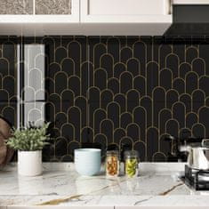 Nikcorp Samolepilne vinilne stenske nalepke za kuhinjo in kopalnico, črne mat ploščice, 30 x 30 cm, vodoodporne, set 10 kosov (0,9 m2)