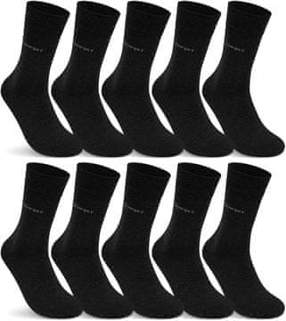 Nikcorp Moške nogavice bombažne v setu 10 parov, brezšivne, brez elastike, primerne za diabetike, črne barve, velikost 43-46