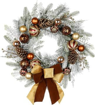 Nikcorp Božični venec 60 cm, komplet 2 kosov, rdeče-zlat in modro-srebrn motiv, praznična dekoracija za vrata in steno, učinek zmrzali