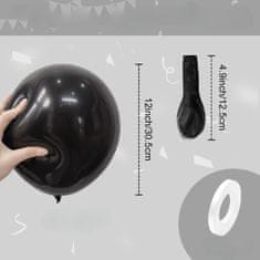 Nikcorp Črni lateksni baloni 30,5 cm, 100 kos, za dekoracijo zabav in rojstnih dni, mat videz, primerni za helij