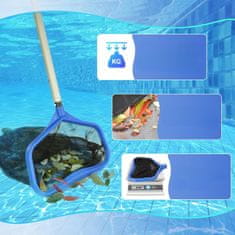 Nikcorp Mreža za bazen skimmer in globoki pobiralec nečistoč, nastavek za palico 32 mm, trpežen okvir, modra, 43,5 x 26 cm