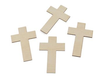 Leseni križ za ustvarjanje / barvanje, komplet 4 kosov - naravni St.