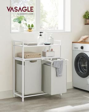Songmics Koš za perilo, 73x33x92 cm, bela