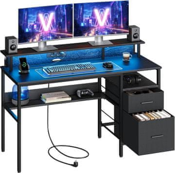 Songmics Pisarna miza 135x55x89 cm črna