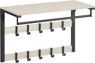 Songmics Stenska obešalna polica, 65x30x30 cm, bela