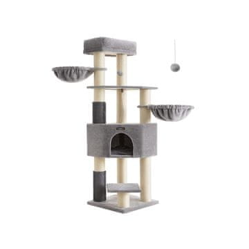 Songmics Plezalno drevo za mačke 50x50x160 cm sivo