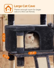 Songmics Plezalno drevo za mačke, 55x55x172 cm, sivo